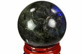 Flashy, Polished Labradorite Sphere - Great Color Play #105755-1